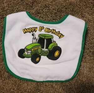 John Deere first birthday bib